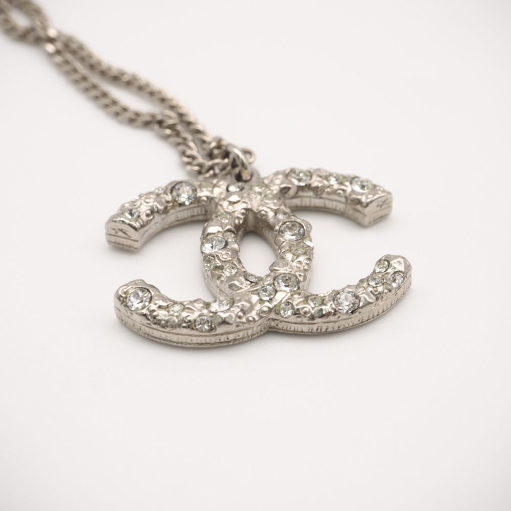 CHANEL Authentic Silver Logo Necklace - Picture 11 of 13